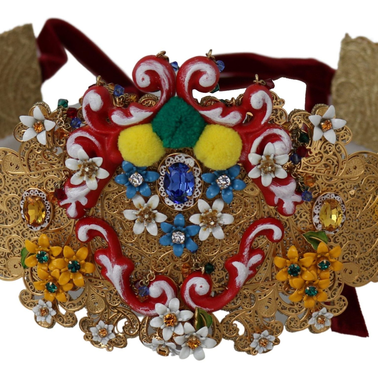 Dolce & Gabbana multicolor Embellished Floral Crystal Wide Waist Belt