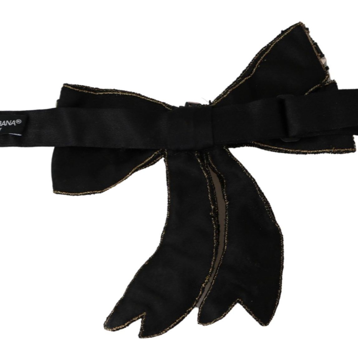 Dolce & Gabbana Gold Tone Silk Rhinestone Embellished Women Bowtie