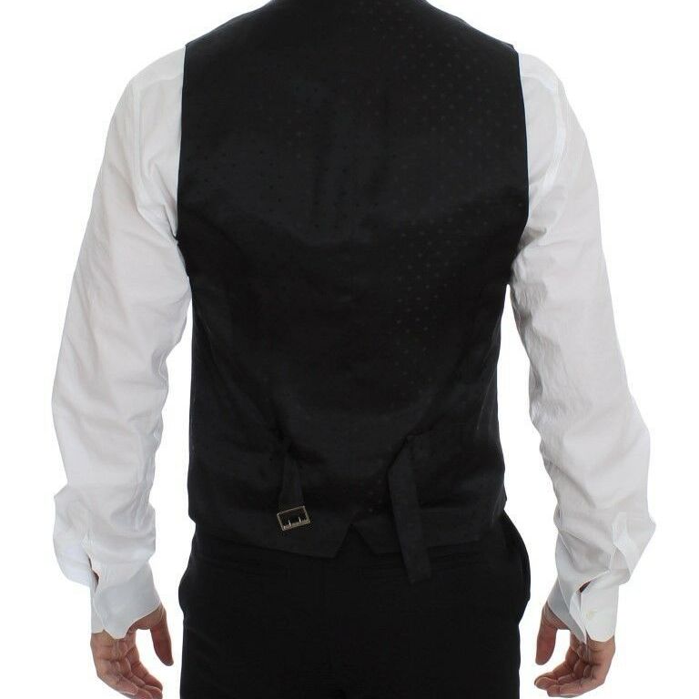 Dolce & Gabbana Black Wool Logo Dress Gilet Vest