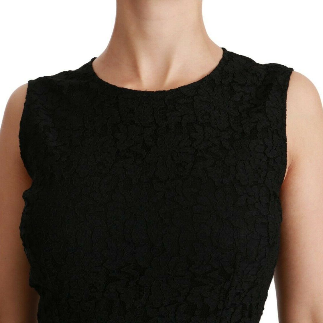 Dolce & Gabbana Black Floral Lace Sheath Gown Dress
