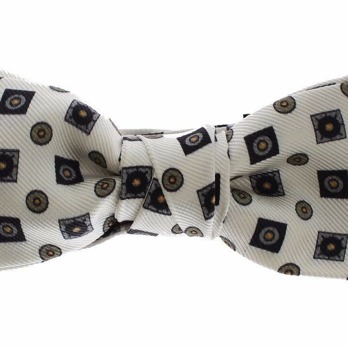 Dolce & Gabbana White Silk Bowtie Leather Men Belt Gift Box