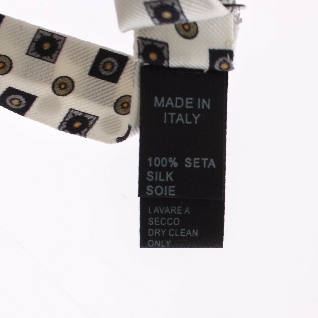 Dolce & Gabbana White Silk Bowtie Leather Men Belt Gift Box