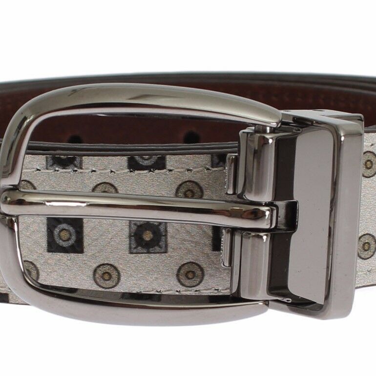 Dolce & Gabbana White Silk Bowtie Leather Men Belt Gift Box