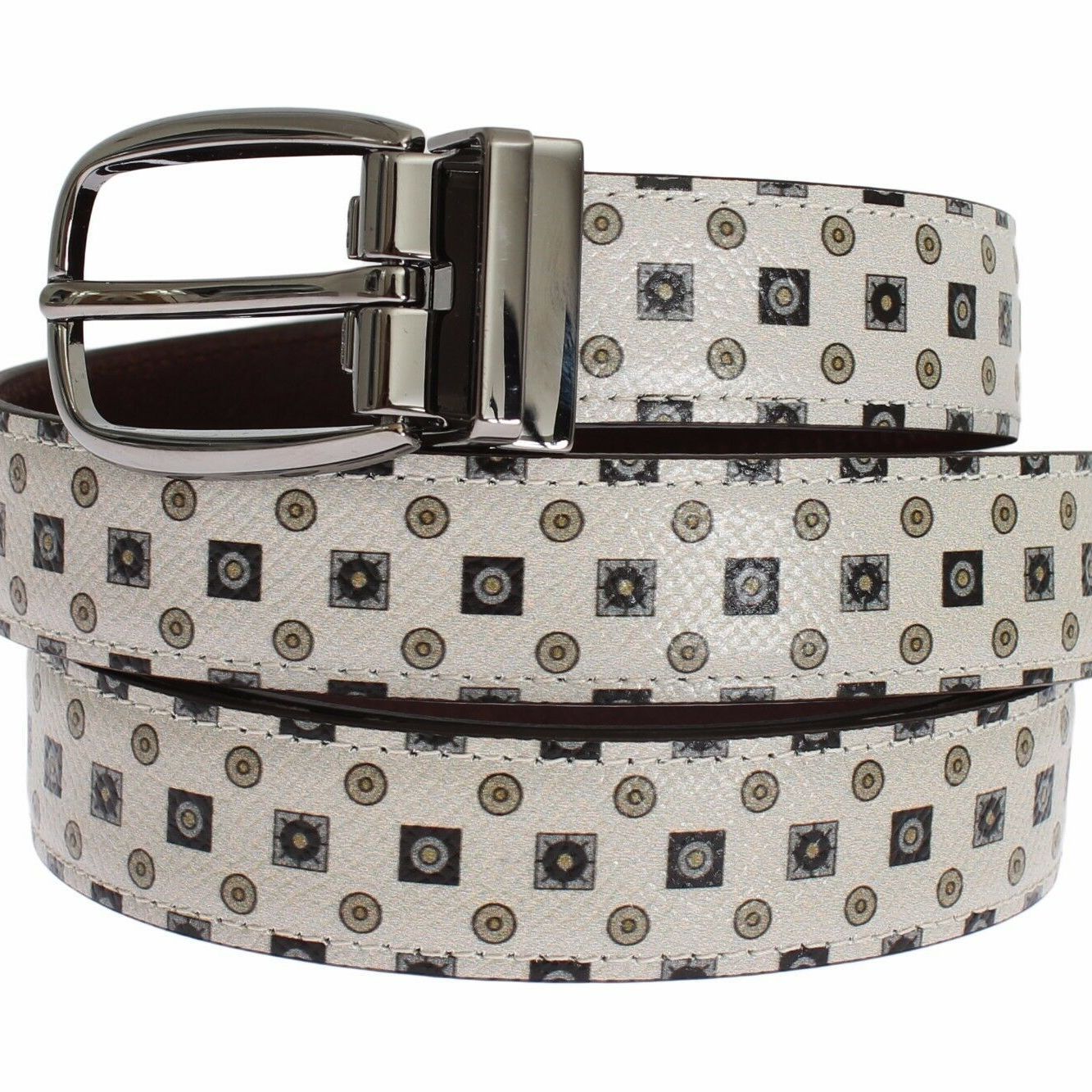 Dolce & Gabbana White Silk Bowtie Leather Men Belt Gift Box