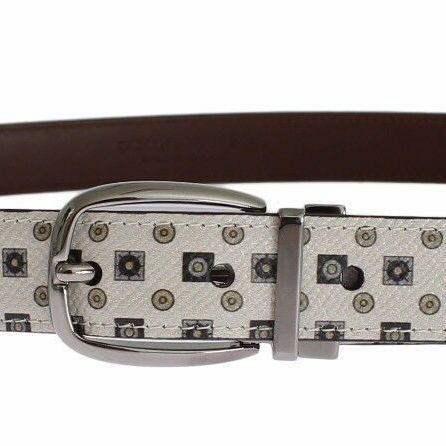 Dolce & Gabbana White Silk Bowtie Leather Men Belt Gift Box