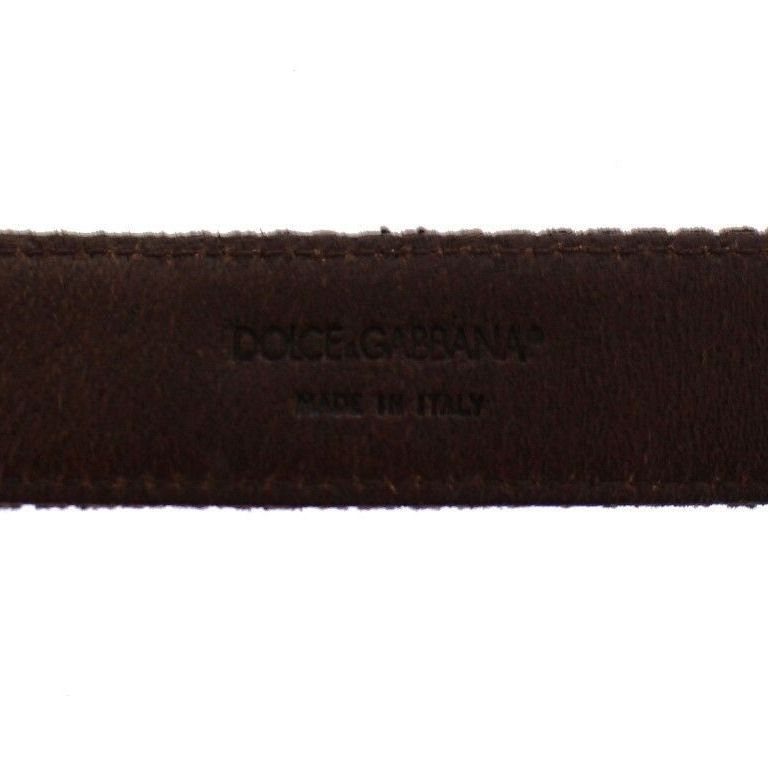 Dolce & Gabbana Brown Leather Logo Cintura Gürtel Belt