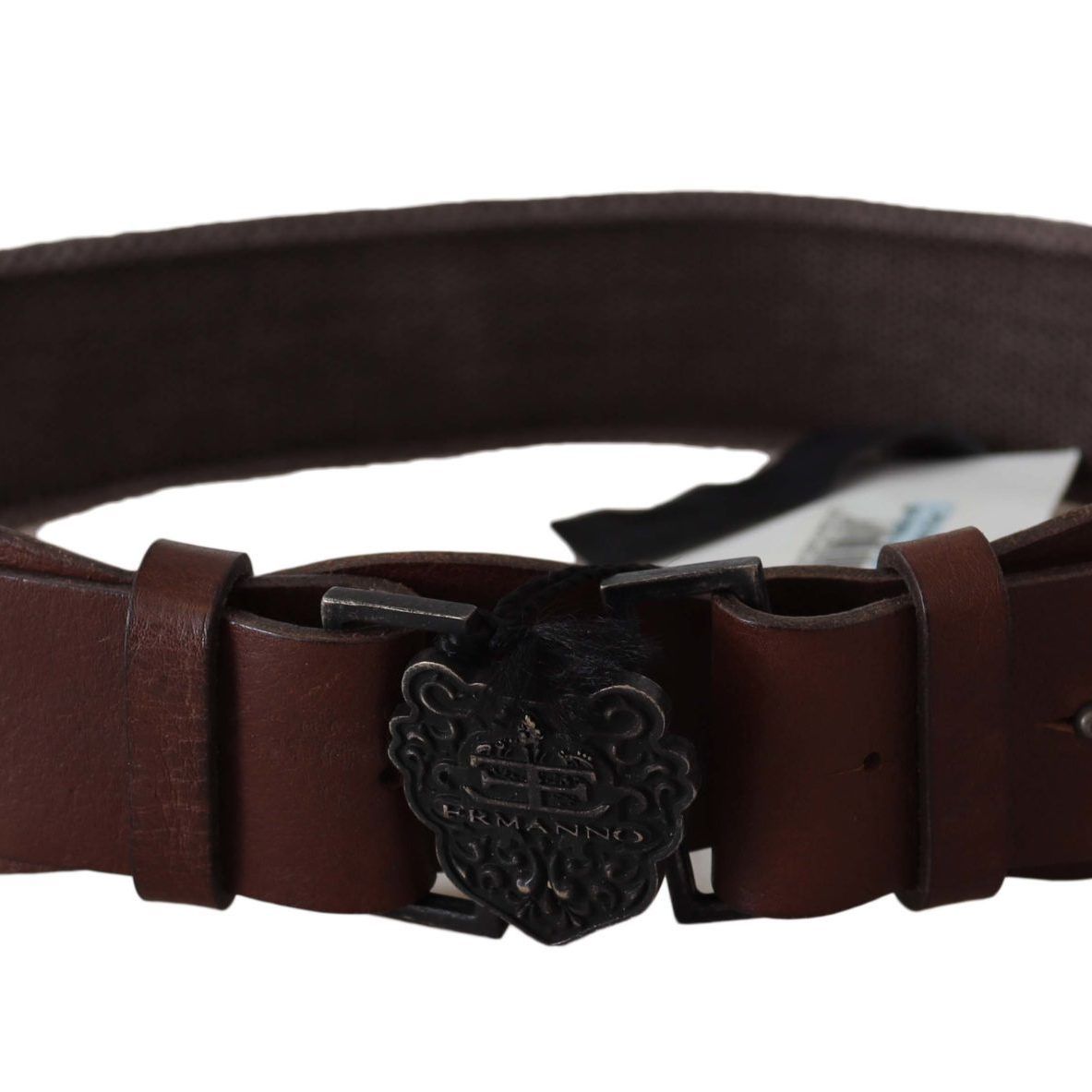 Ermanno Scervino Dark Brown Leather Wide Buckle Waist Belt