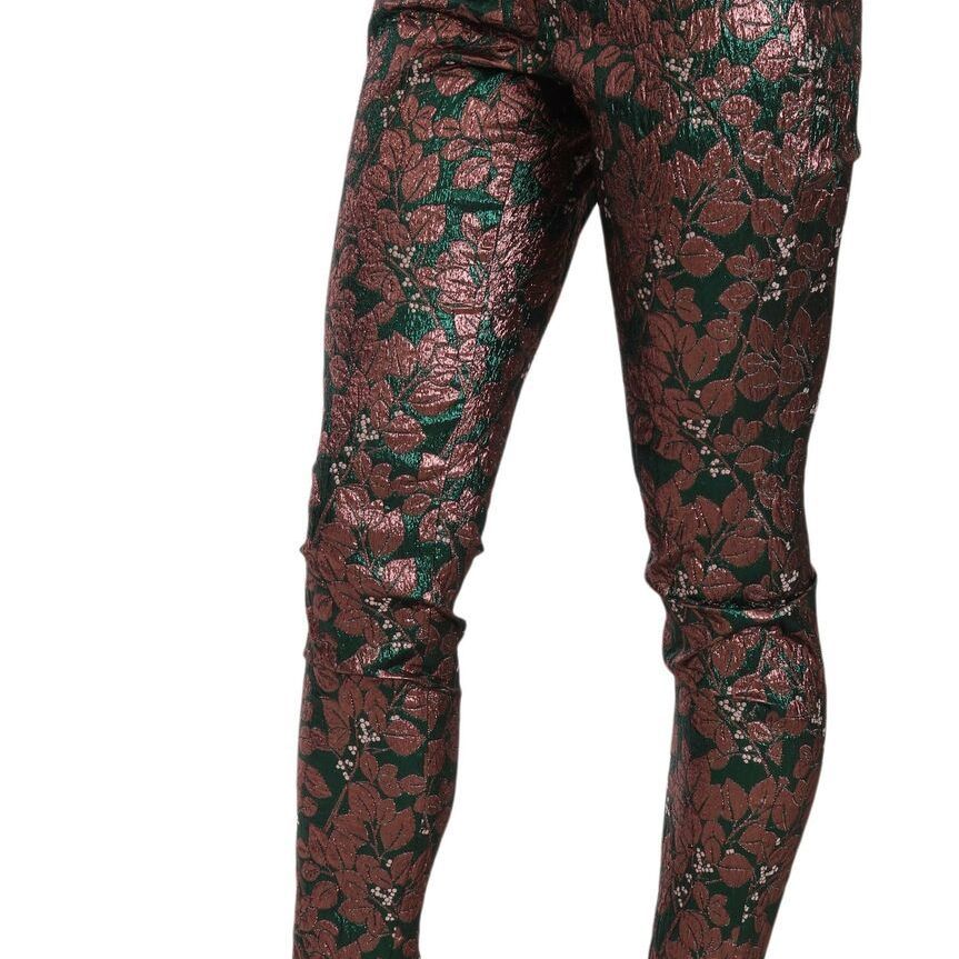Dolce & Gabbana Multicolor Iridescent Brocade Jacquard Trousers Crop Pants