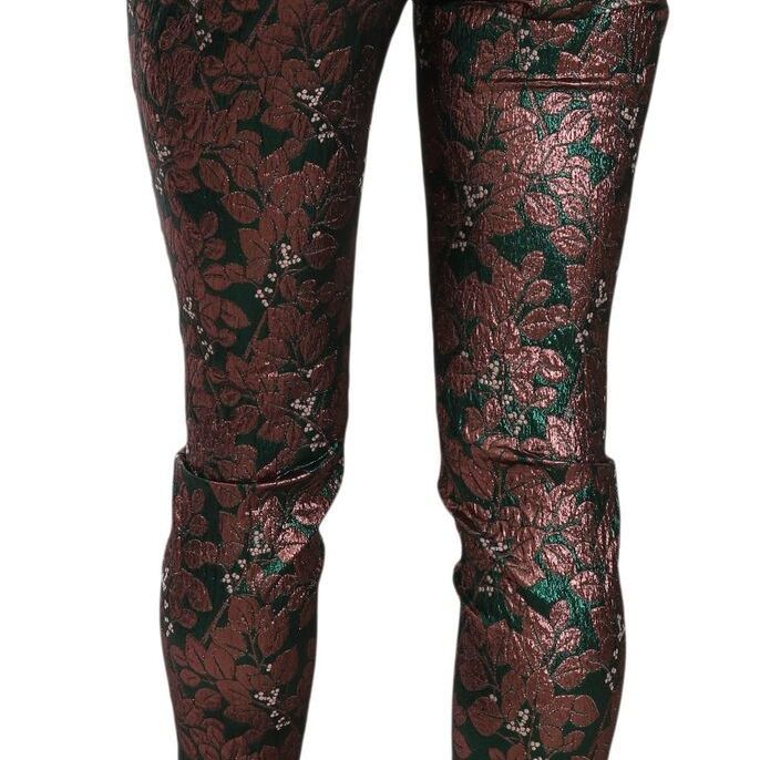 Dolce & Gabbana Multicolor Iridescent Brocade Jacquard Trousers Crop Pants