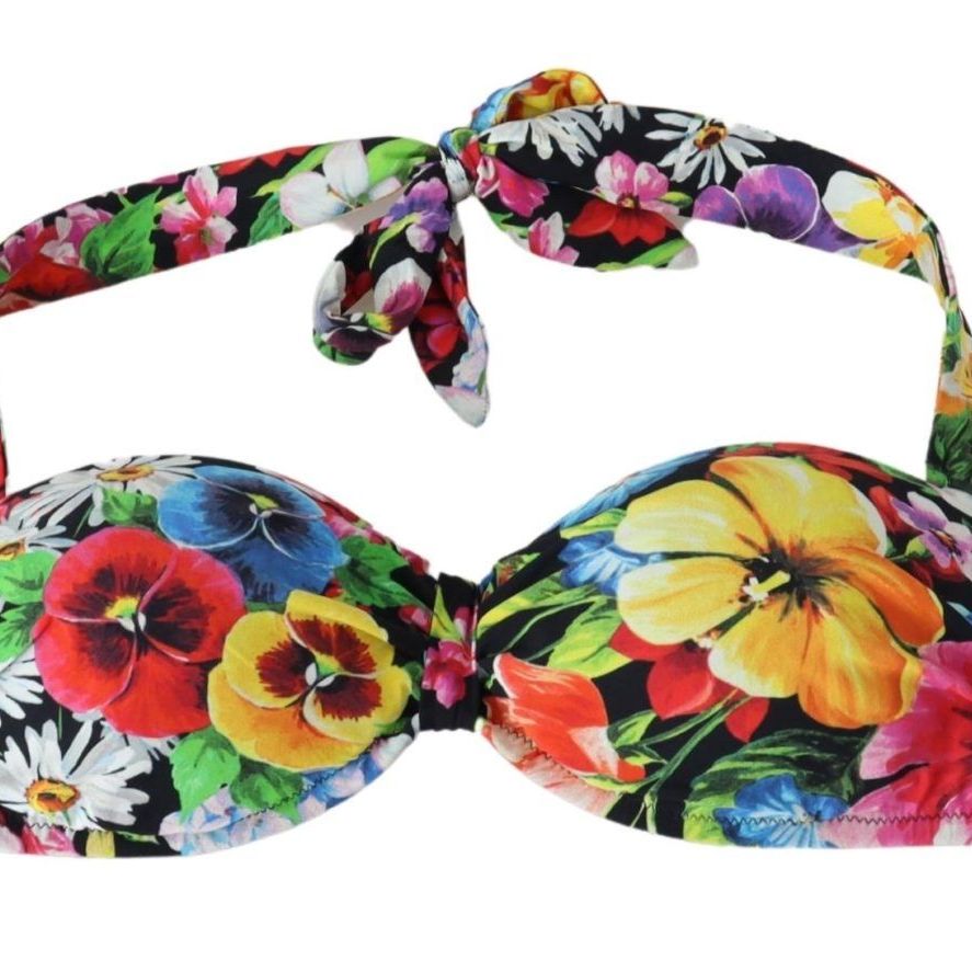 Dolce & Gabbana Multicolor Floral Print Swimwear Bikini Tops