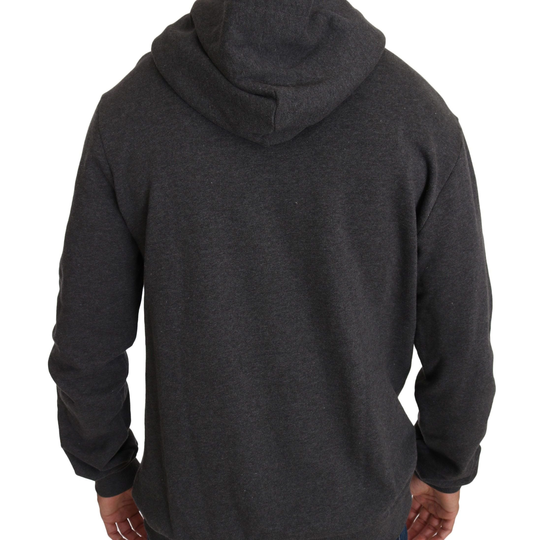 Dolce & Gabbana Gray Hooded Red Crystal Heart Gun Sweater