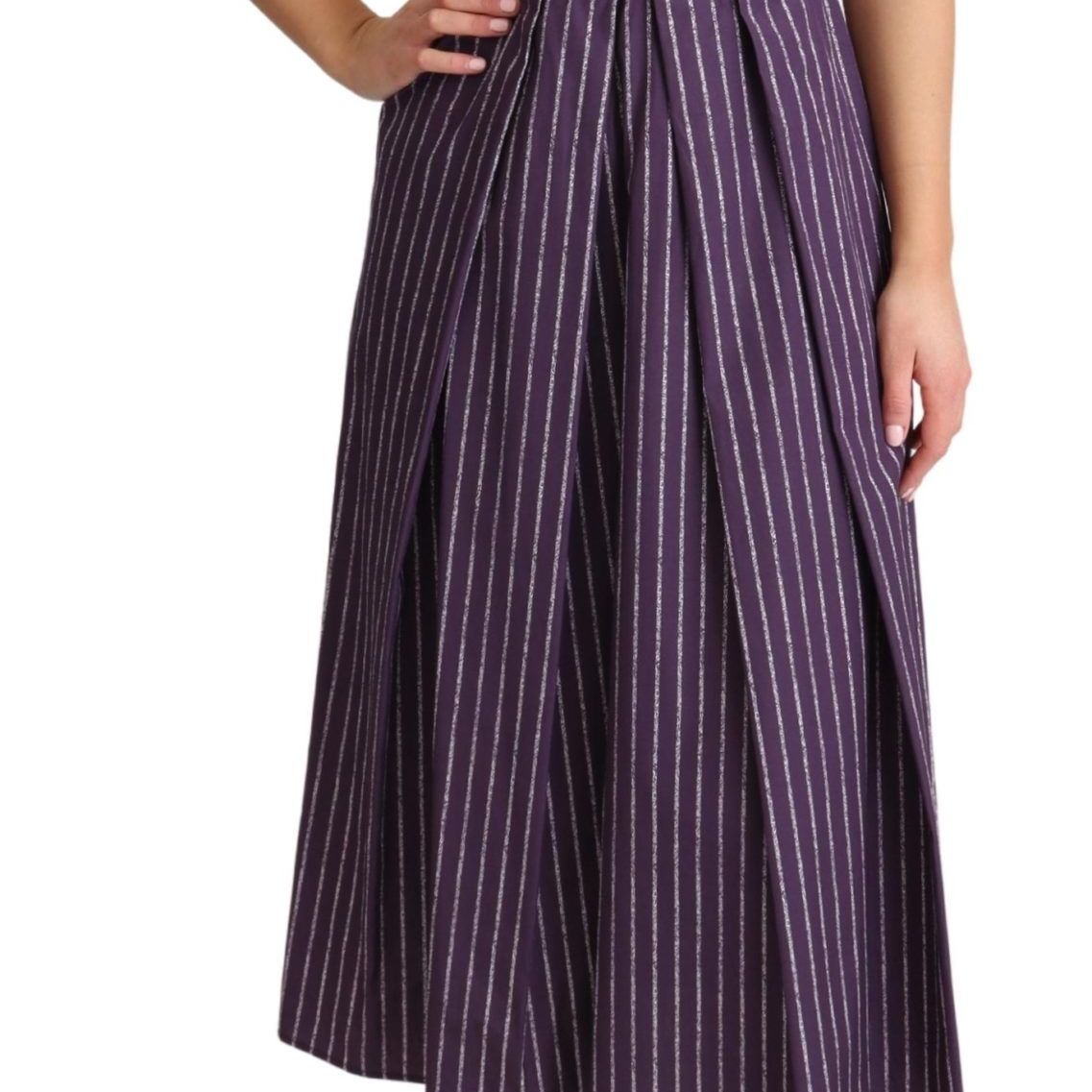 Dolce & Gabbana Purple Striped Cotton A-Line Stretch Dress