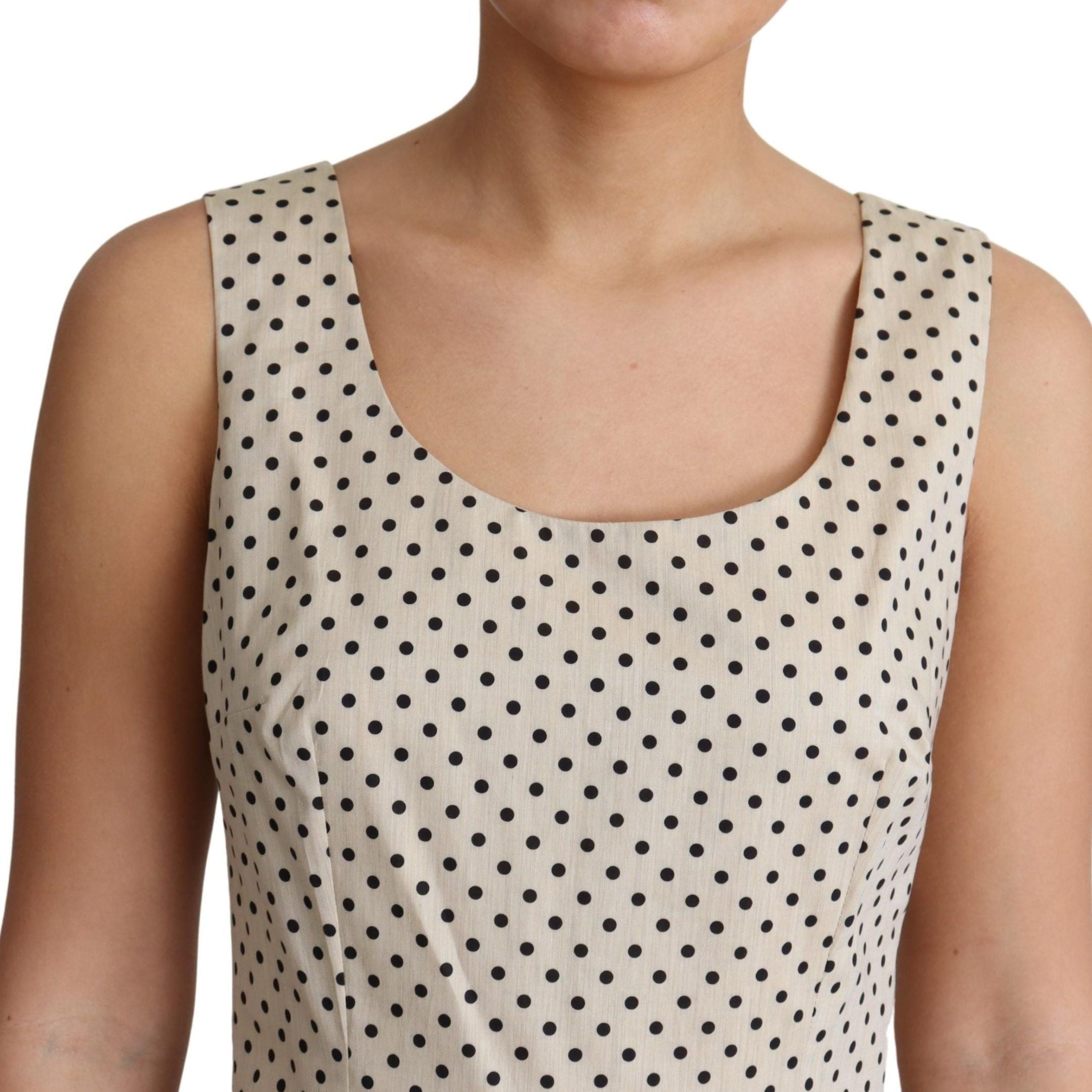 Dolce & Gabbana Beige Polka Dotted Cotton A-Line Dress