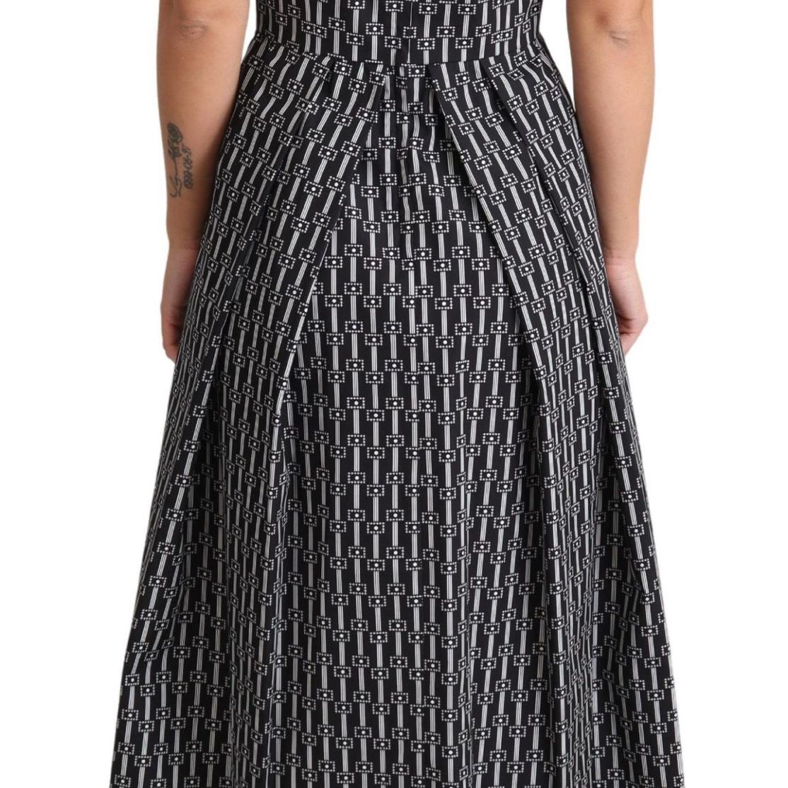Dolce & Gabbana Black White Pattern Cotton A-Line Dress