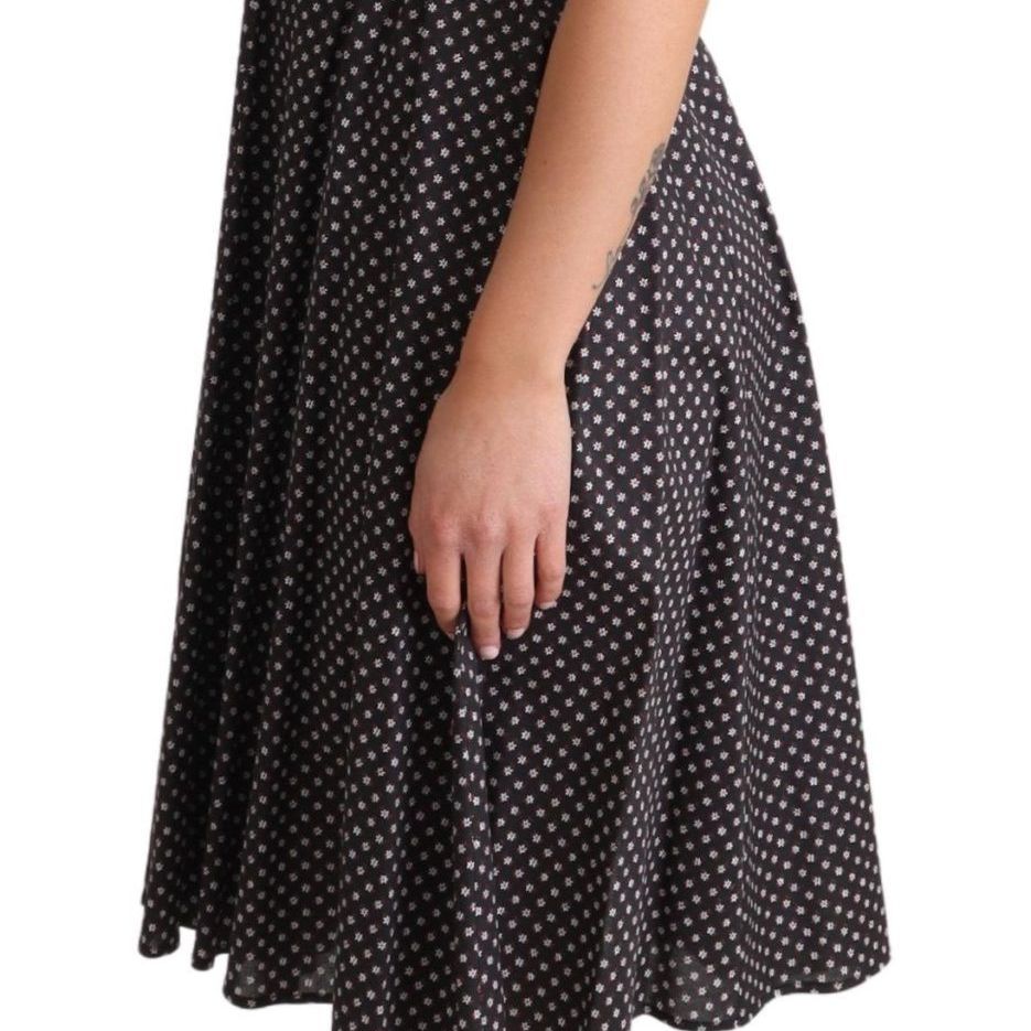Dolce & Gabbana Black Floral Cotton A-Line Stretch Dress