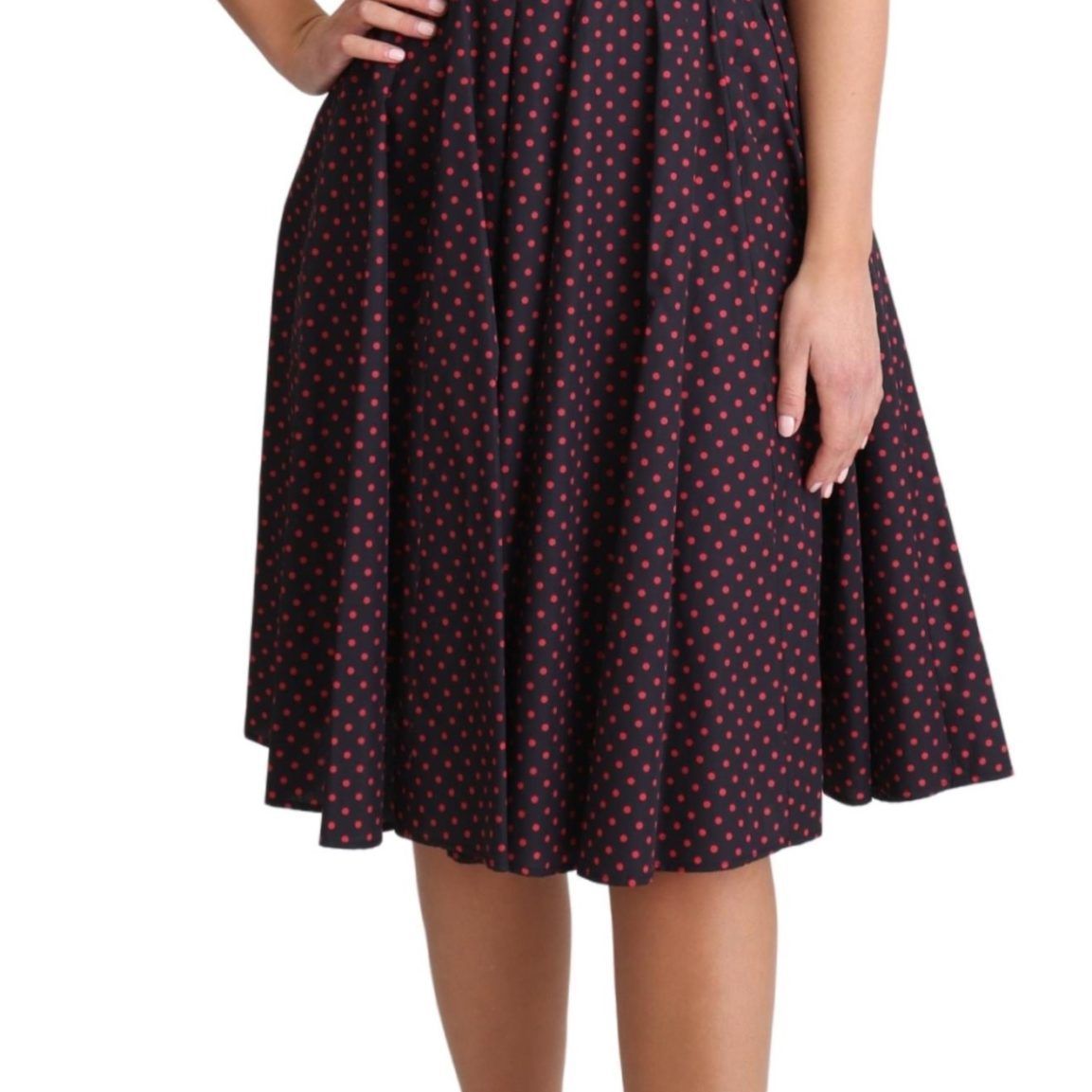 Dolce & Gabbana Red Blue Polka Cotton A-Line Gown Dress