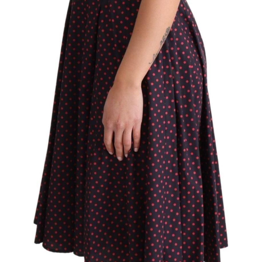 Dolce & Gabbana Red Blue Polka Cotton A-Line Gown Dress
