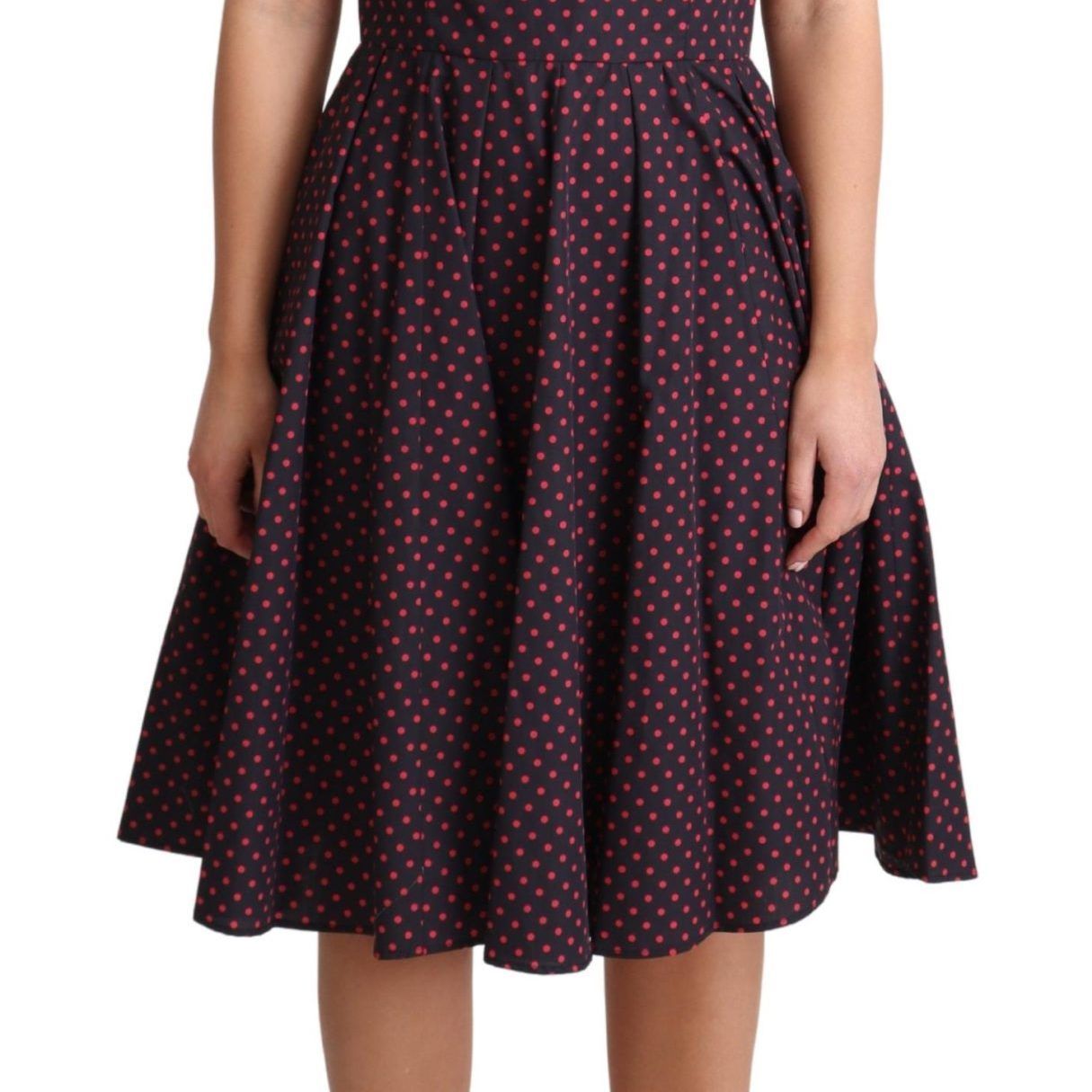 Dolce & Gabbana Red Blue Polka Cotton A-Line Gown Dress
