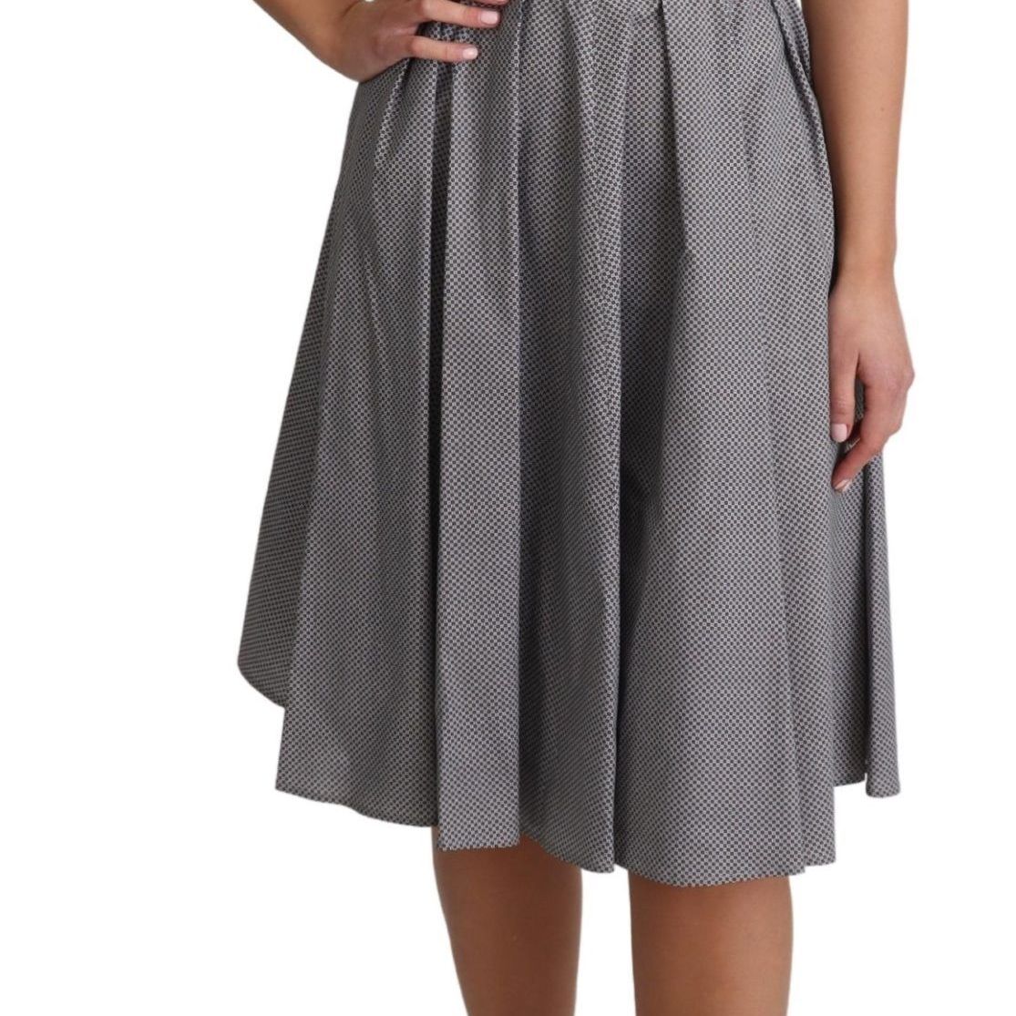 Dolce & Gabbana Blue Beige Geometric Cotton A-Line Dress