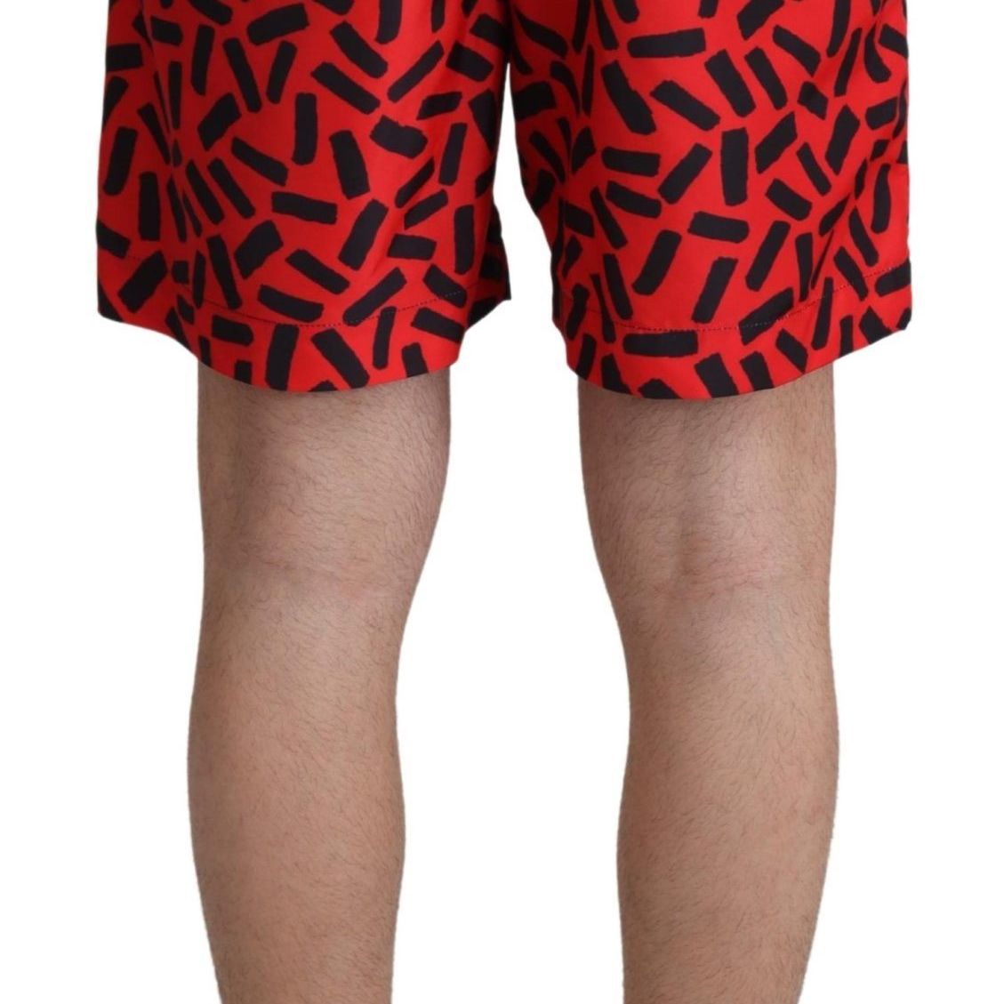 Dolce & Gabbana Red Patterned Beachwear Shorts Swimwear