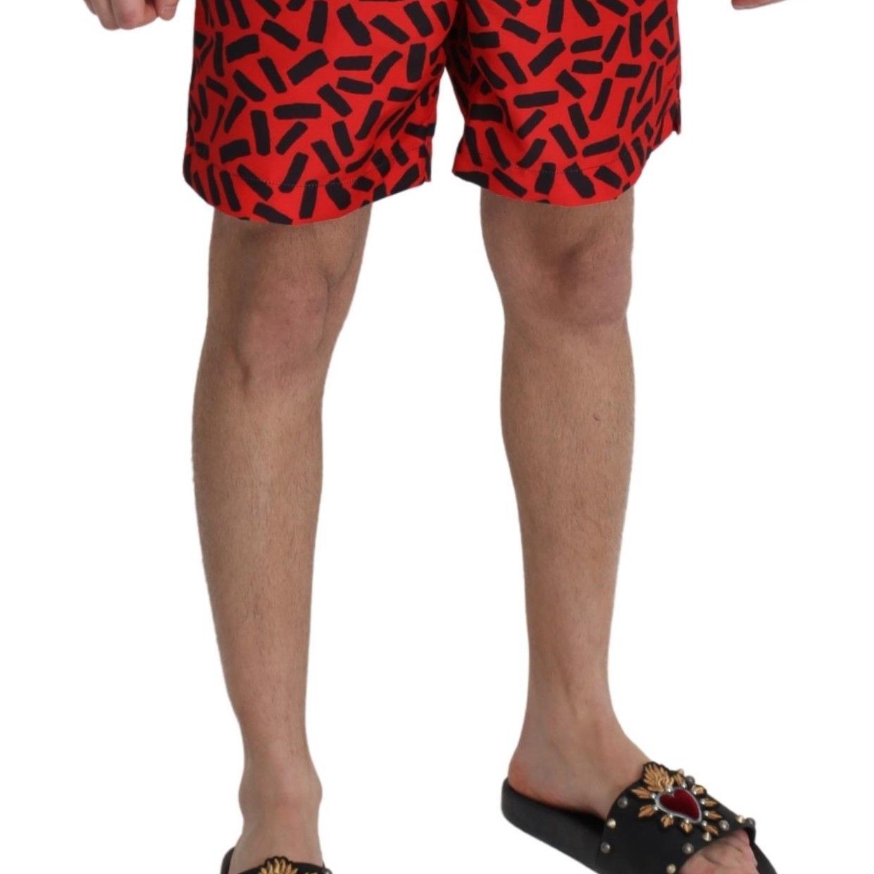 Dolce & Gabbana Red Patterned Beachwear Shorts Swimwear