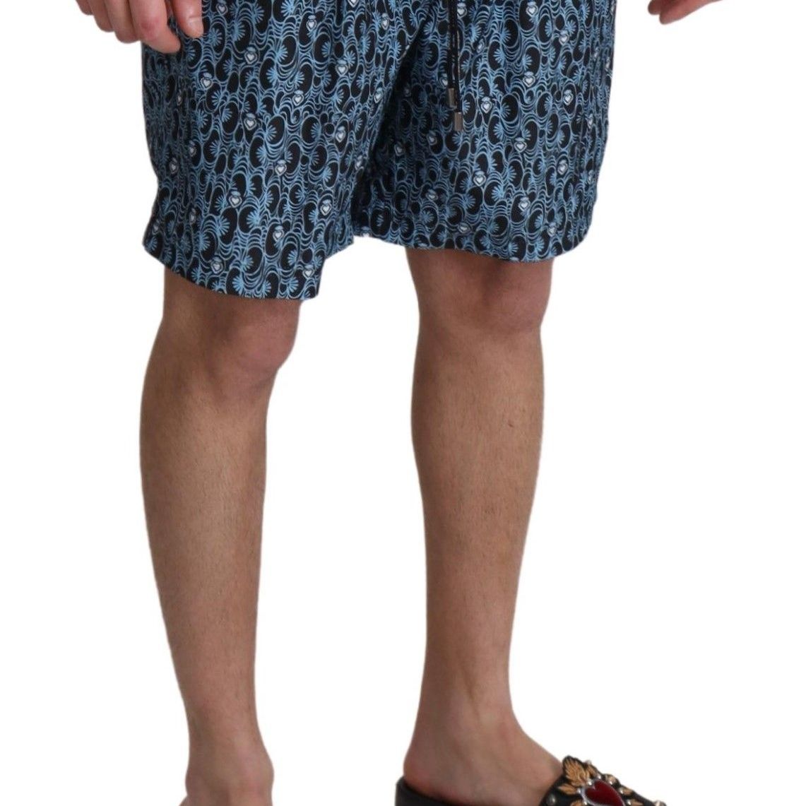 Dolce & Gabbana Blue Patterned Print Beachwear Shorts Swimwear