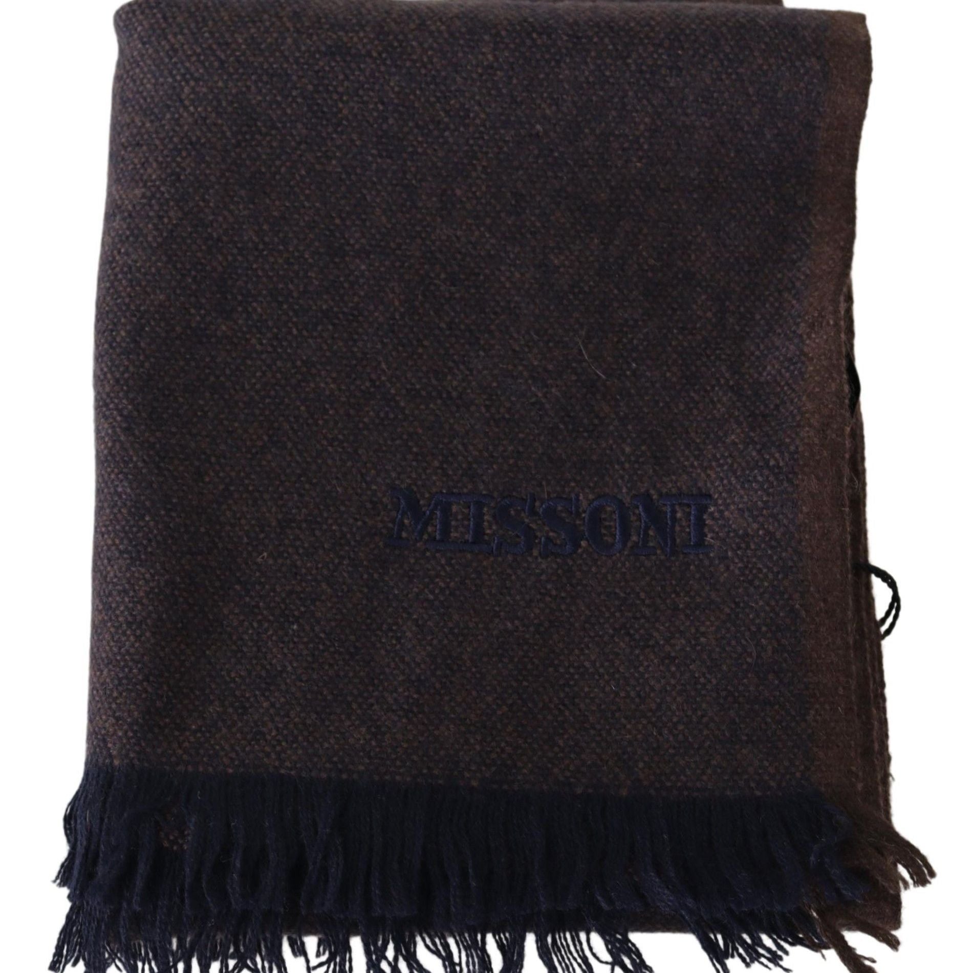Missoni Brown 100% Cashmere Unisex Neck Wrap Fringes Scarf
