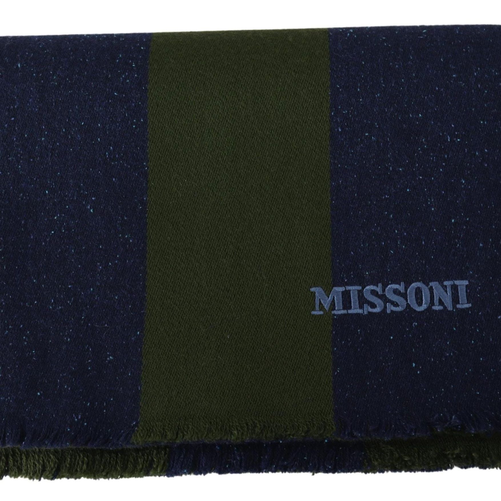 Missoni Blue Green Wool Unisex Neck Wrap Shawl Blue