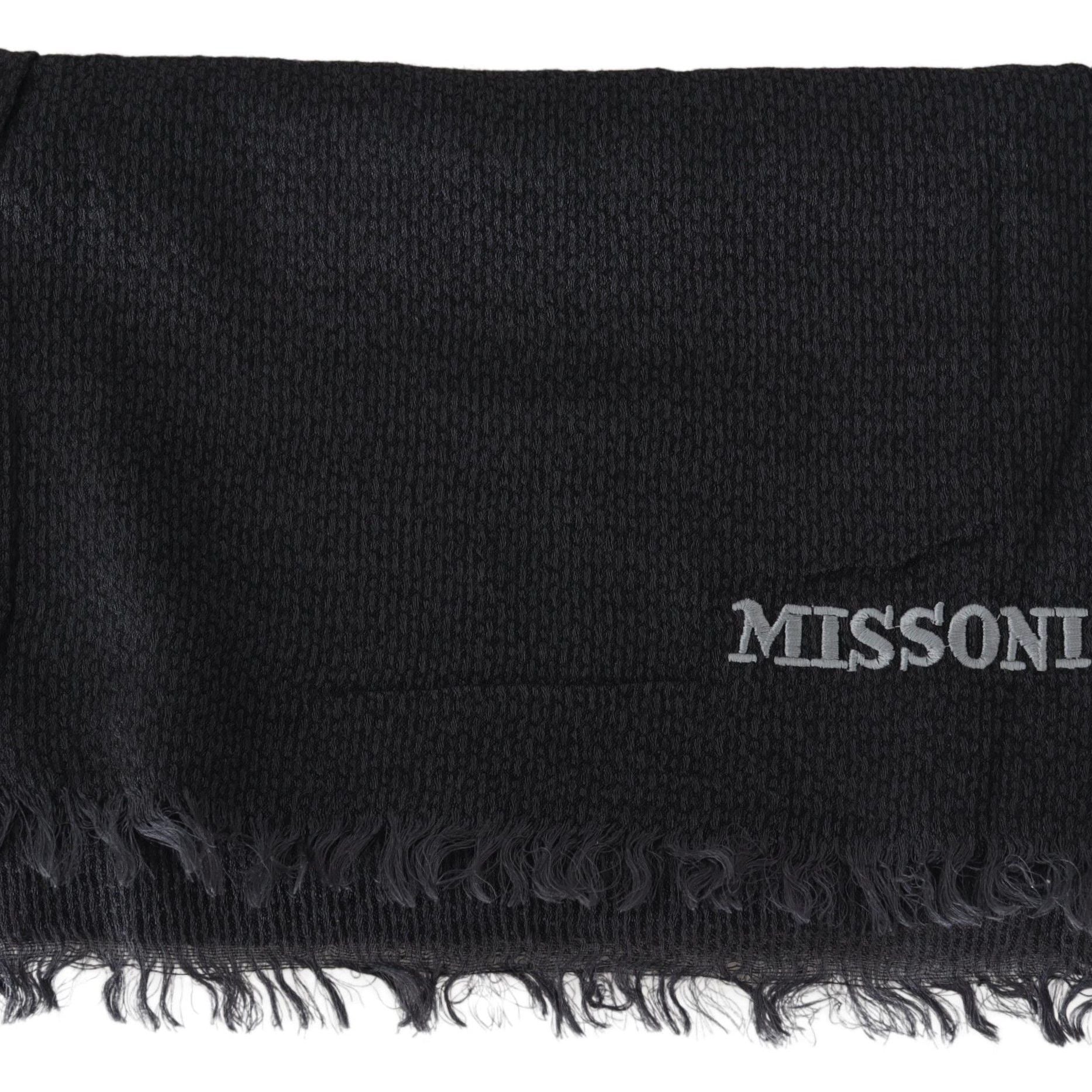 Missoni Black Wool Knit Unisex Neck Wrap Scarf