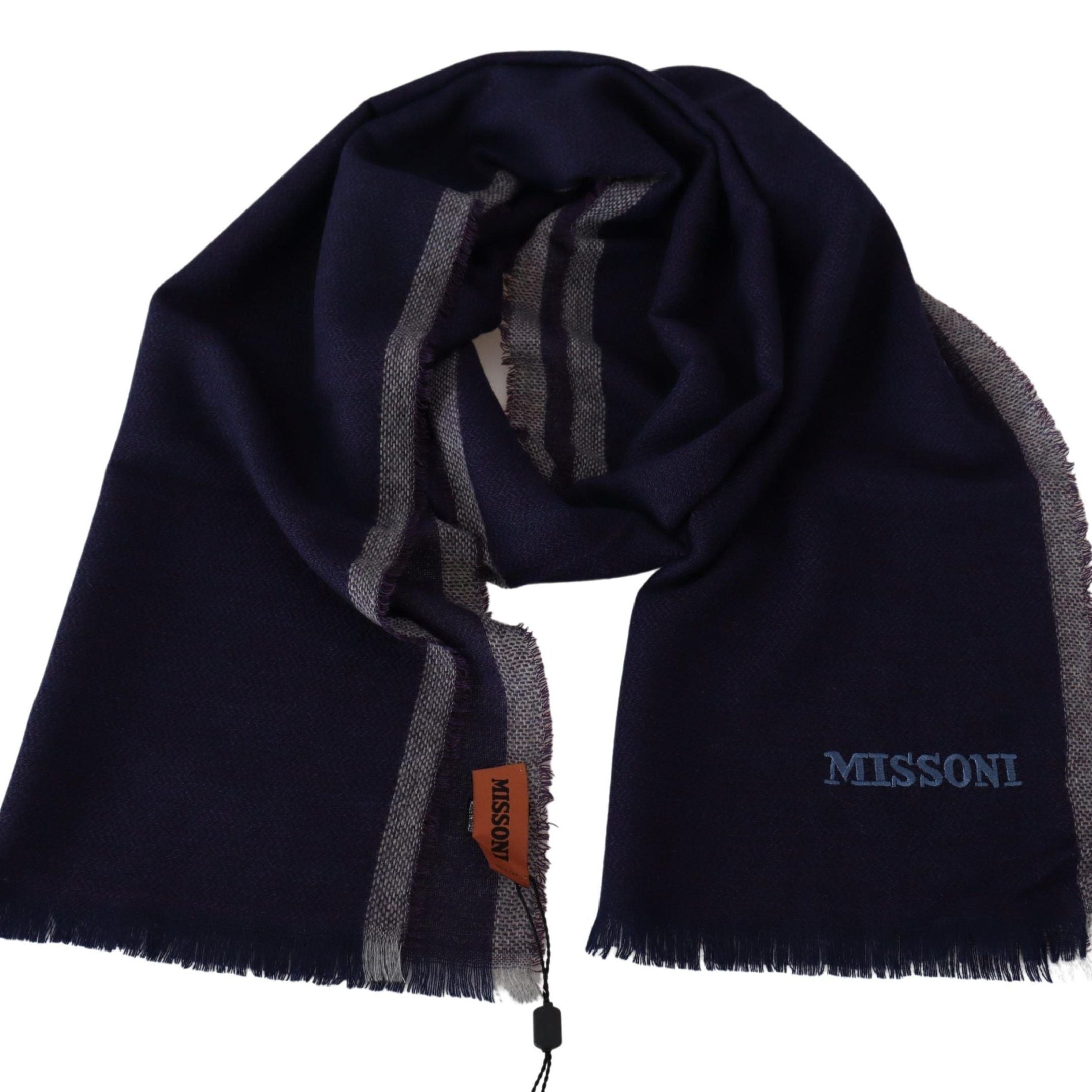 Missoni Multicolor Striped Wool Unisex Wrap Fringes Scarf