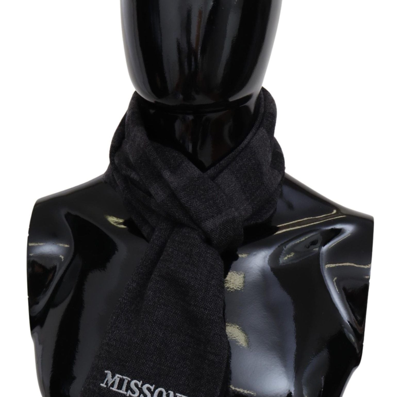 Missoni Black Striped Wool Unisex Neck Wrap Scarf