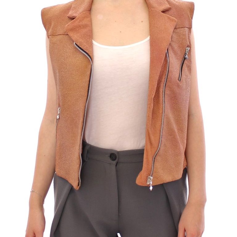 La Maison du Couturier Brown Leather Jacket Vest