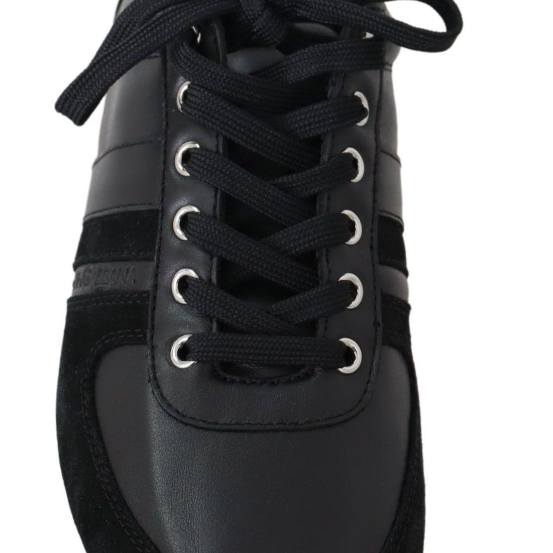 Dolce & Gabbana Black Logo Leather Casual Sneakers Shoes