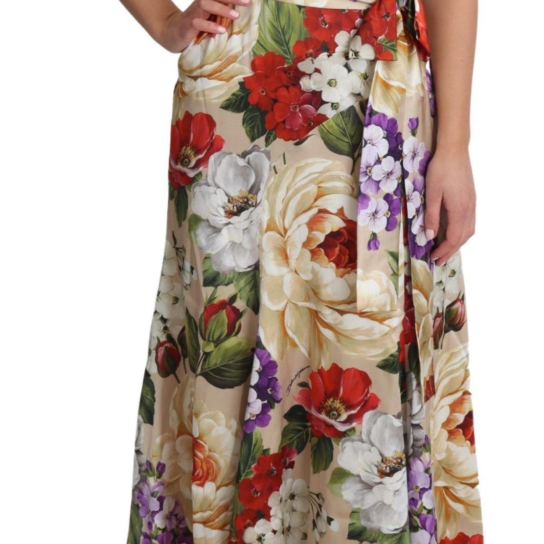 Dolce & Gabbana Print Silk Stretch One Shoulder Dress Floral