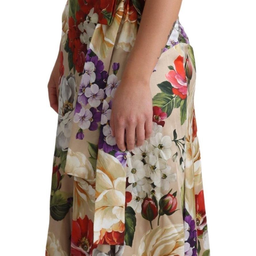 Dolce & Gabbana Print Silk Stretch One Shoulder Dress Floral