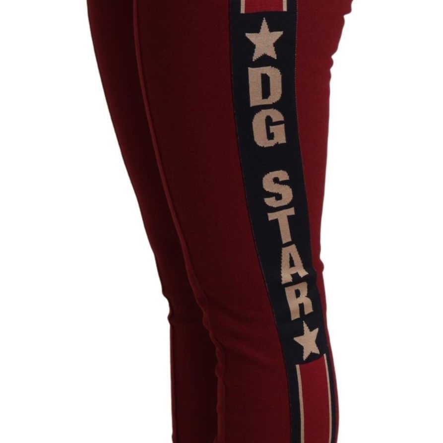 Dolce & Gabbana Red DG Star Striped Skinny Cotton Pant