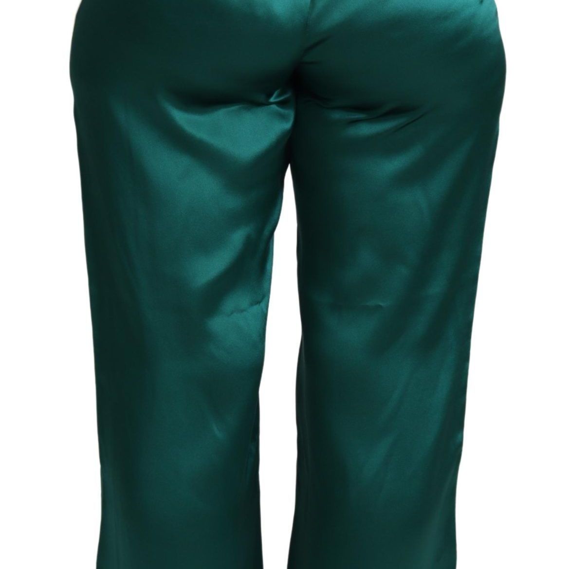 Dolce & Gabbana Green High Waist Pajama Trouser Silk Pant