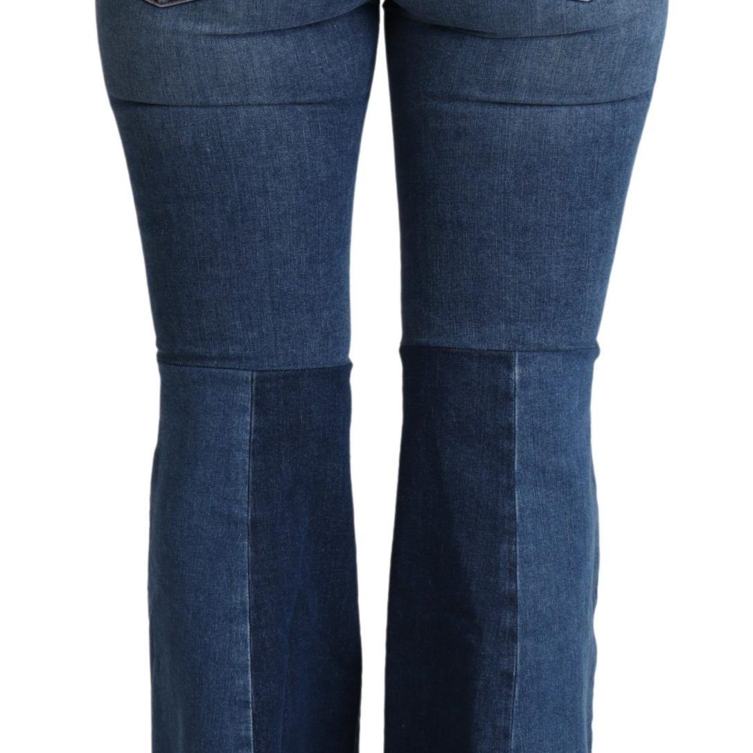 Dolce & Gabbana Blue Amore Patch Boot Cut Cotton Stretch Pant