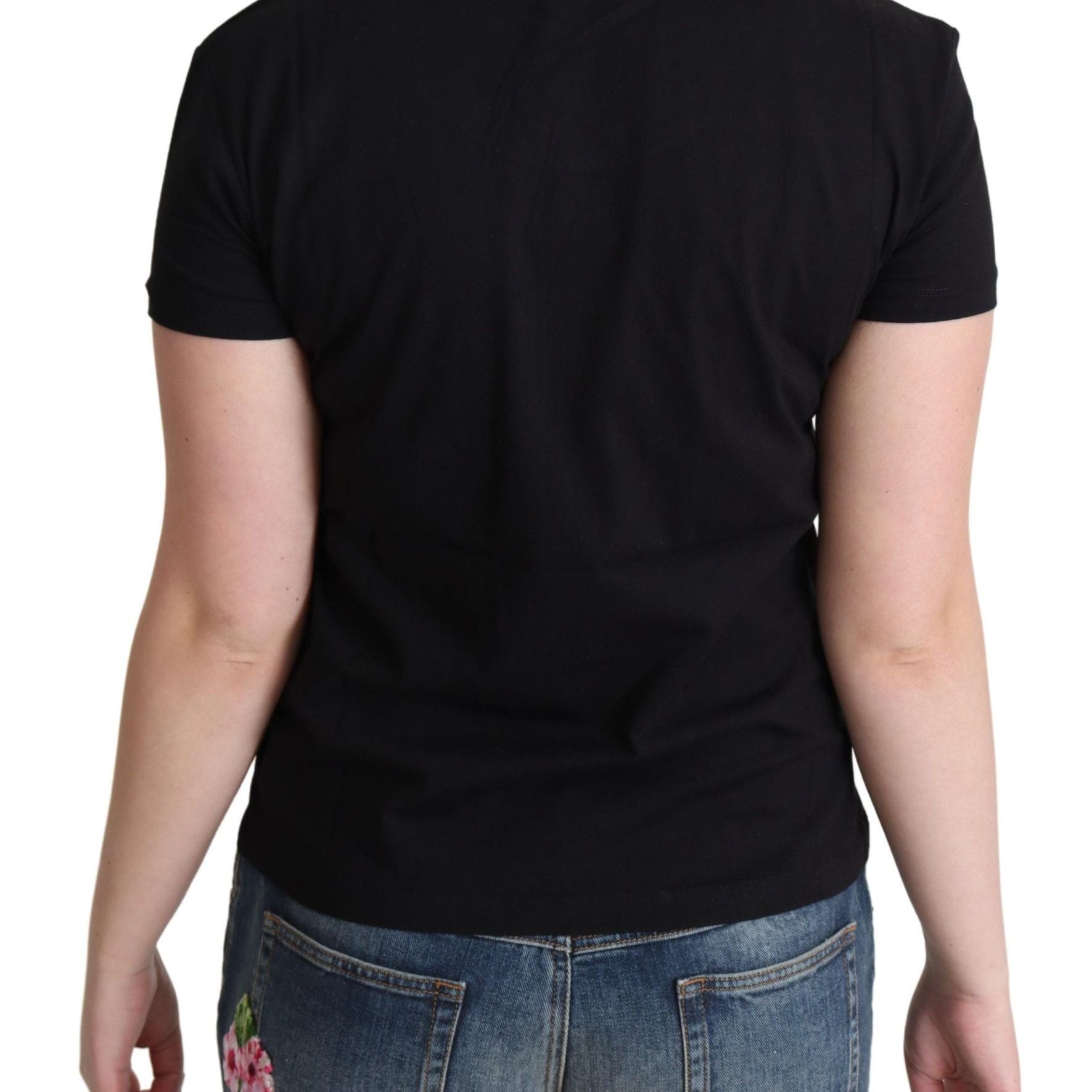 Moschino Black Cotton Come Play 4 Us Print Tops T-shirt