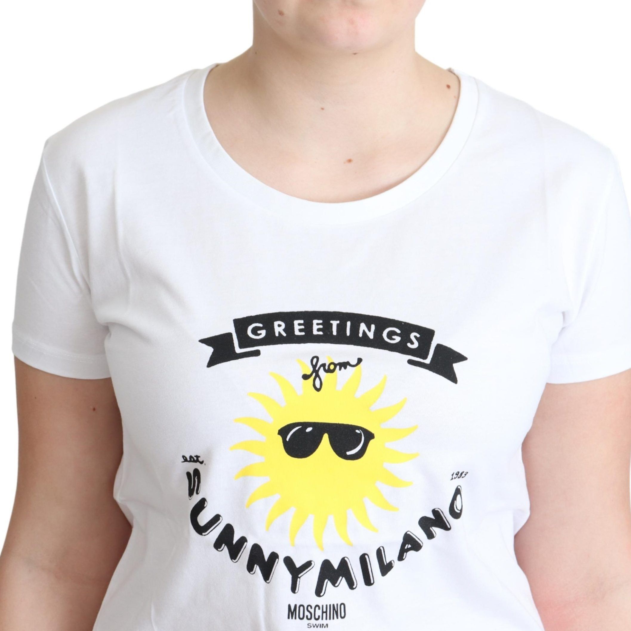 Moschino White Cotton Sunny Milano Print T-shirt
