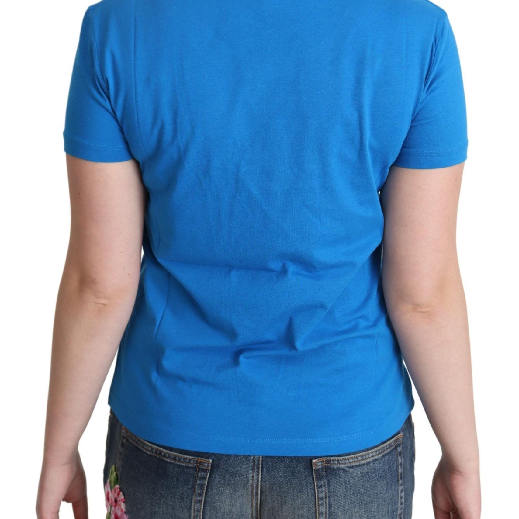 Moschino Blue Cotton Sunny Milano Print Tops T-shirt