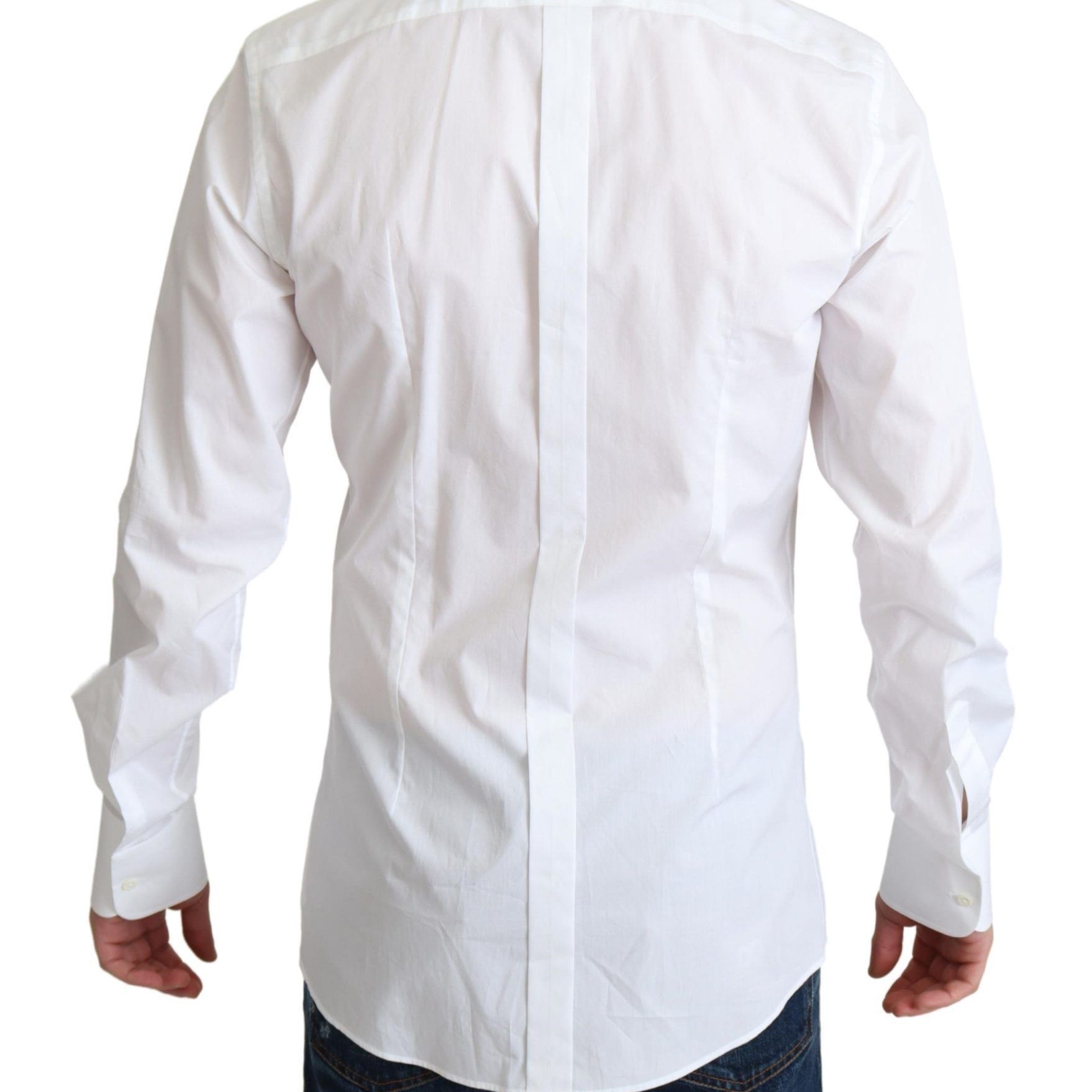 Dolce & Gabbana White Bib Cotton Poplin Men Formal Shirt