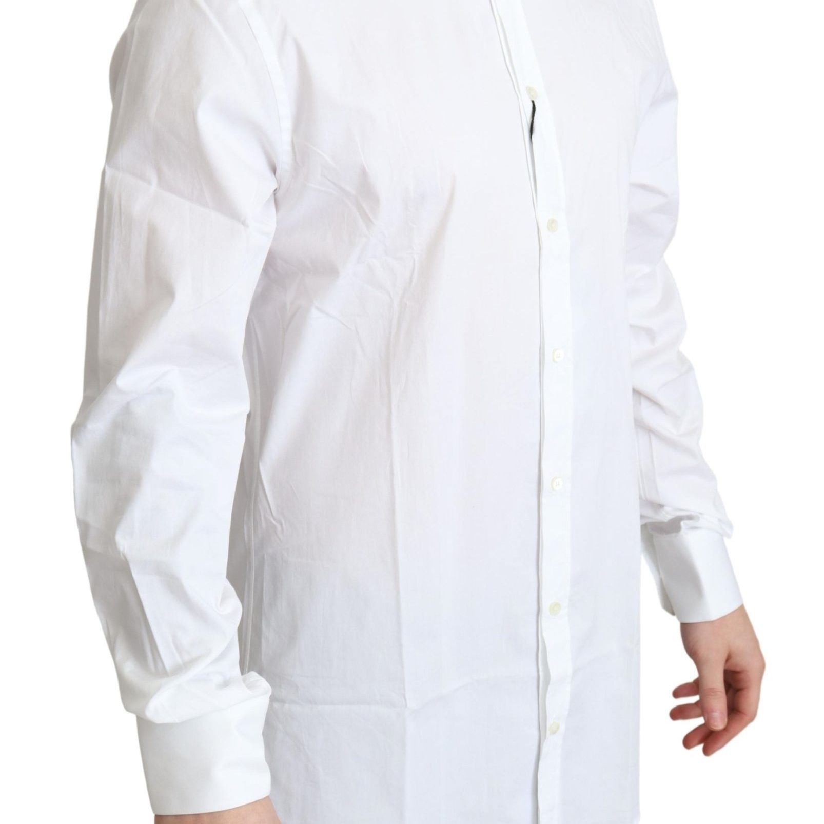 Dolce & Gabbana White Cotton Stretch Men Dress Formal Shirt