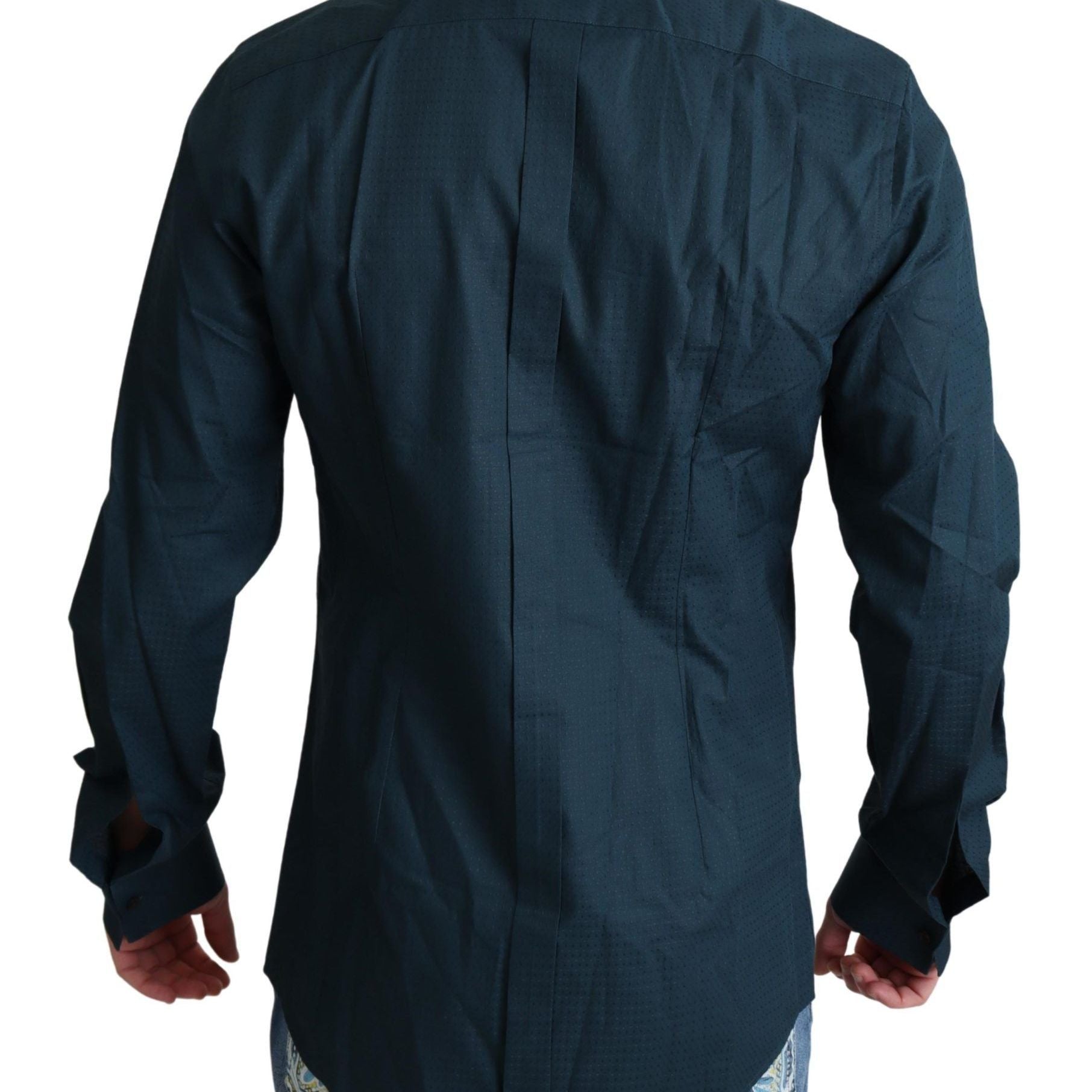 Dolce & Gabbana Blue Placket Cotton Dress Formal Shirt