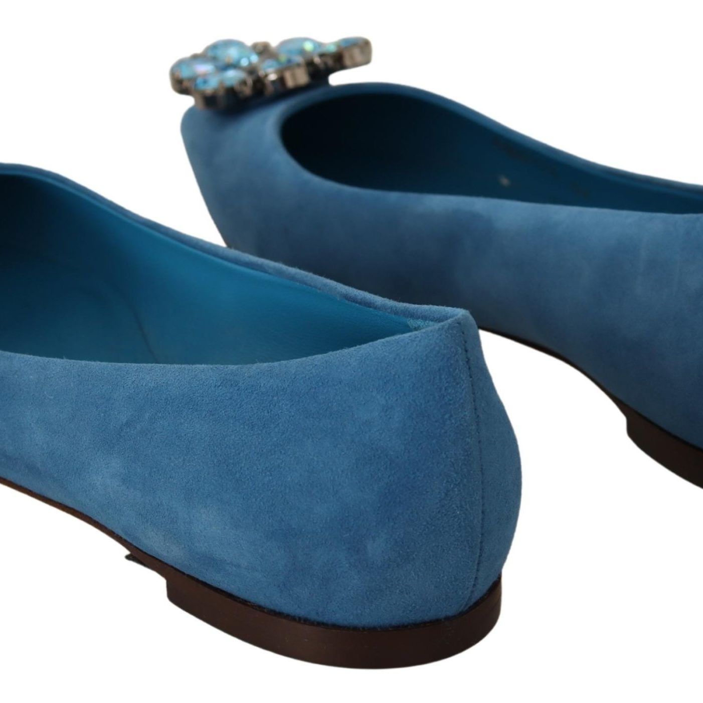 Dolce & Gabbana Blue Suede Crystals Loafers Flats Shoes