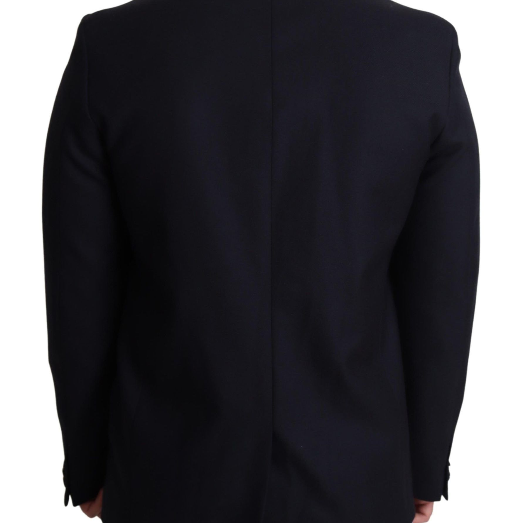 Dolce & Gabbana Dark Blue Wool Single Breasted Coat Jacket