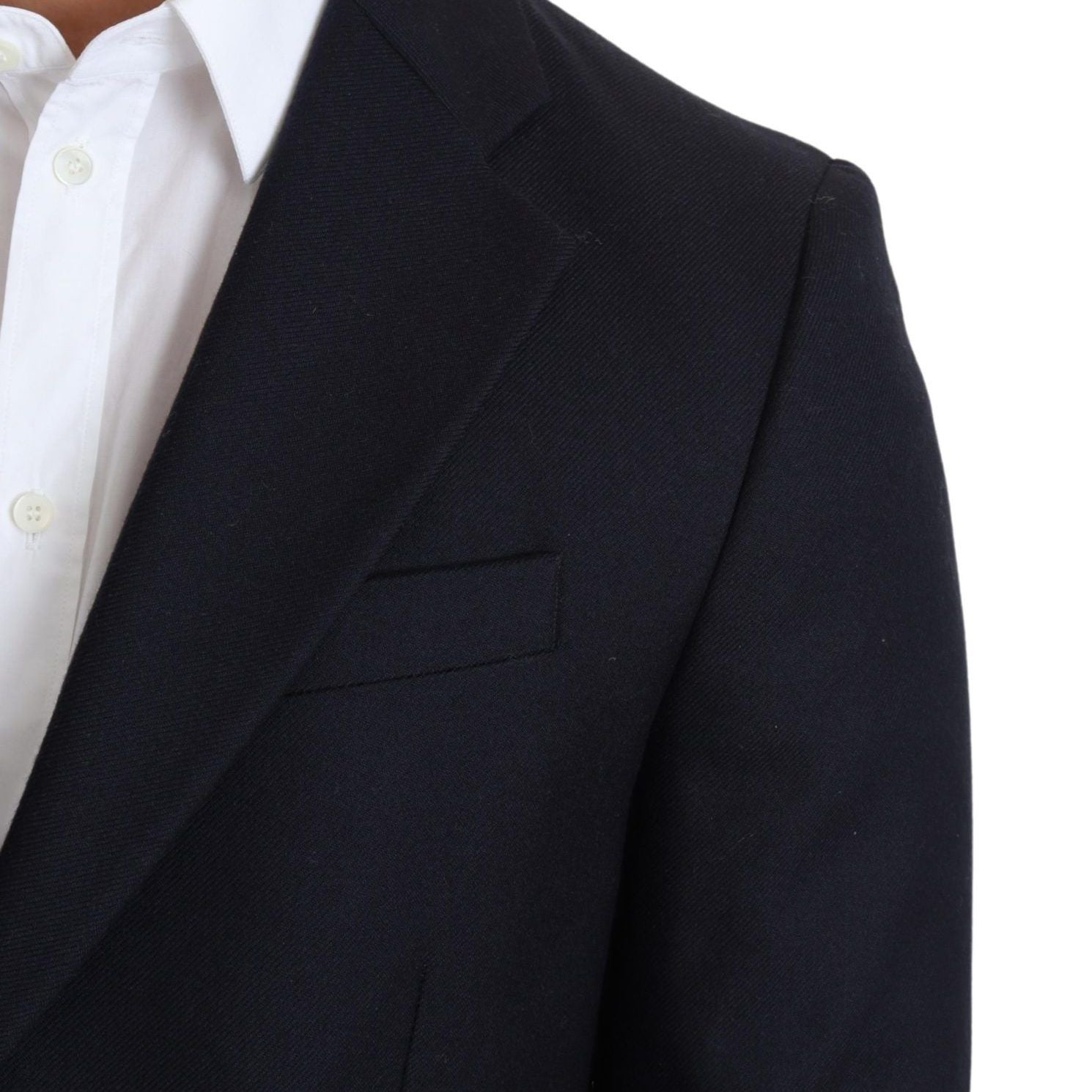 Dolce & Gabbana Dark Blue Wool Single Breasted Coat Jacket