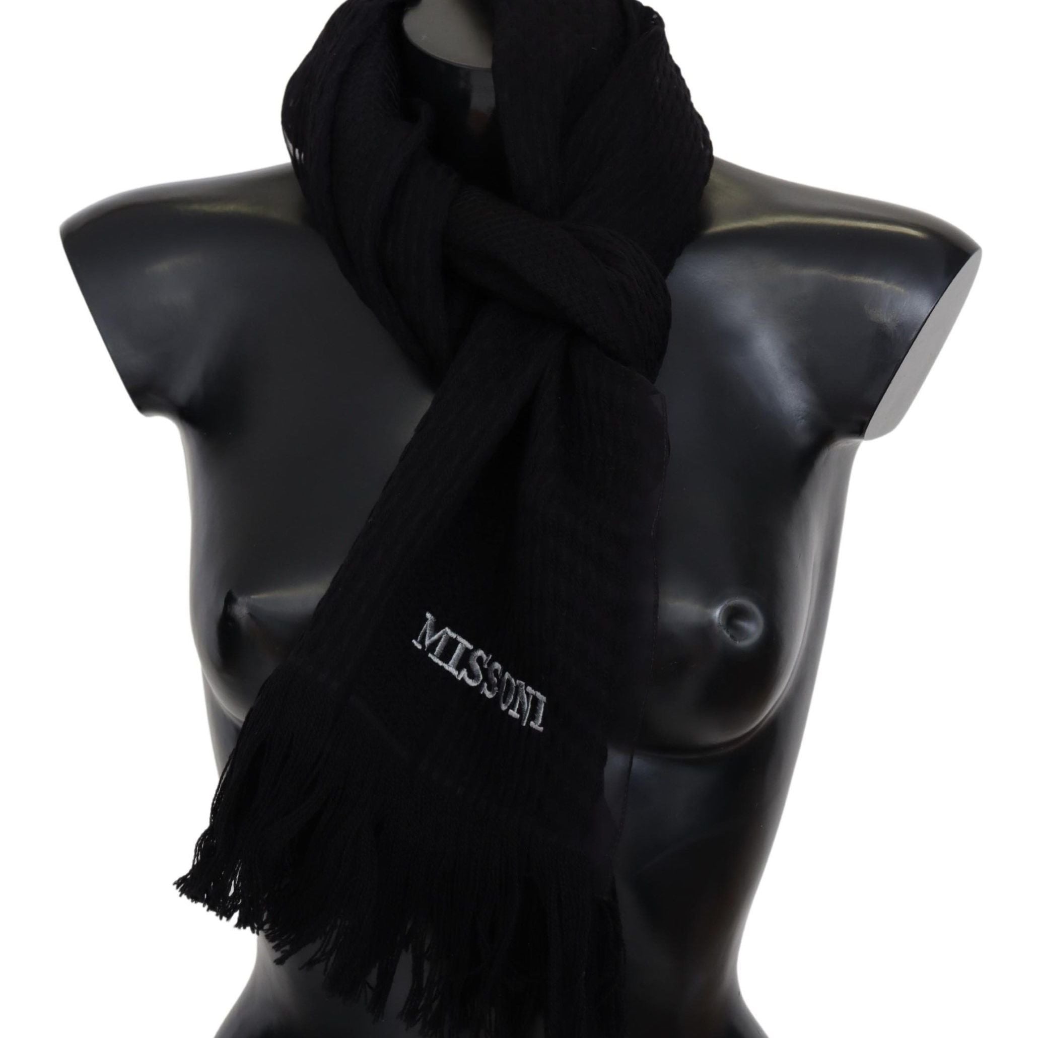 Missoni Black Wool Unisex Neck Warmer Wrap Scarf