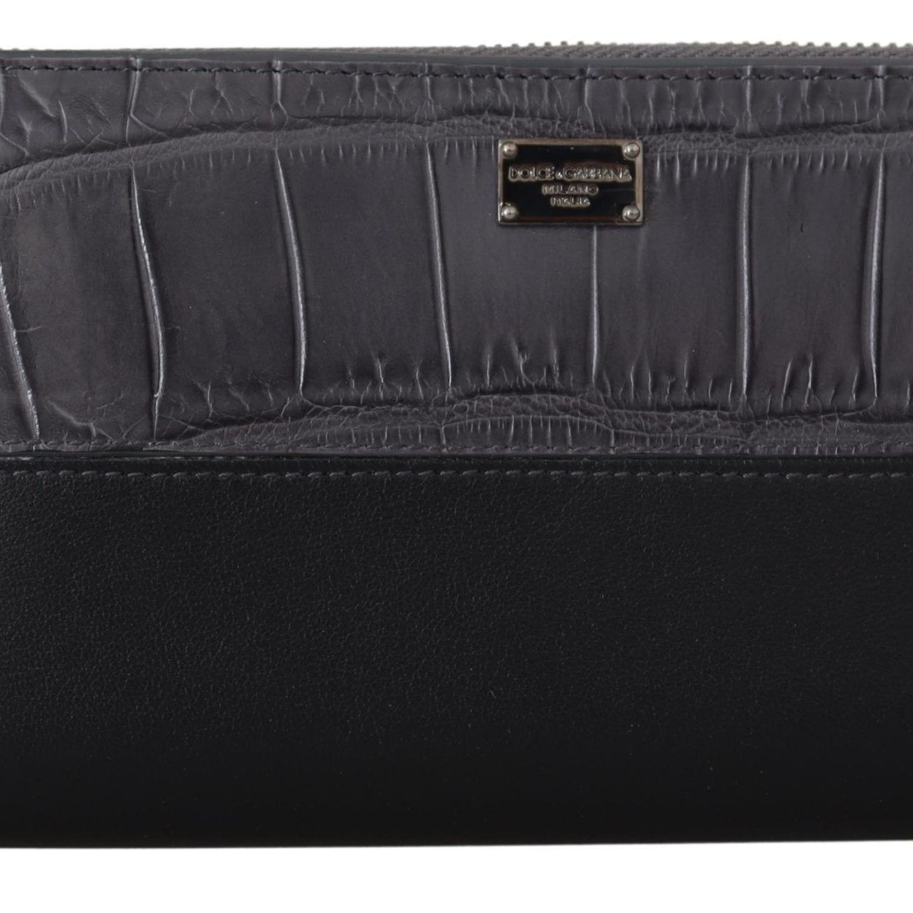 Dolce & Gabbana Black Zip Around Continental Clutch Leather Wallet