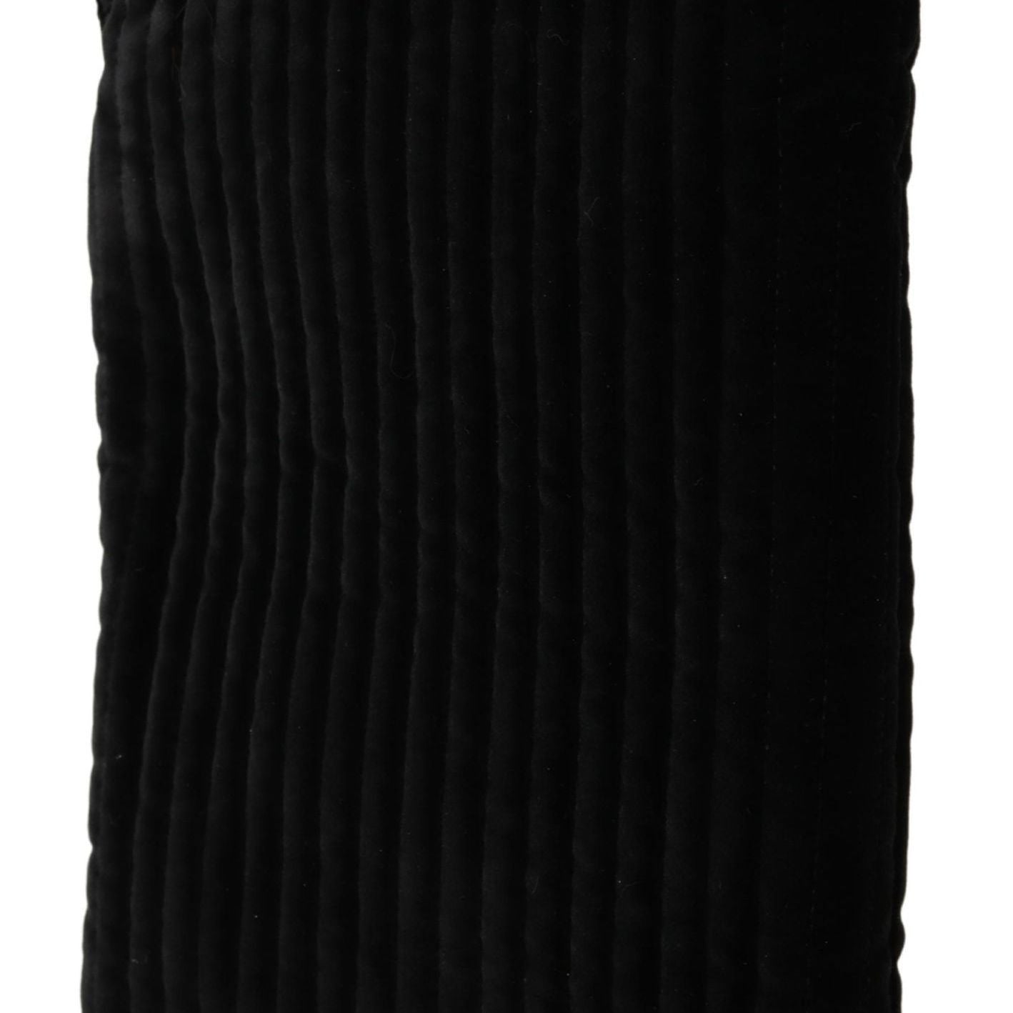 Dolce & Gabbana Black Velvet Quilt Drawstring Logo Plaque Pouch Bag